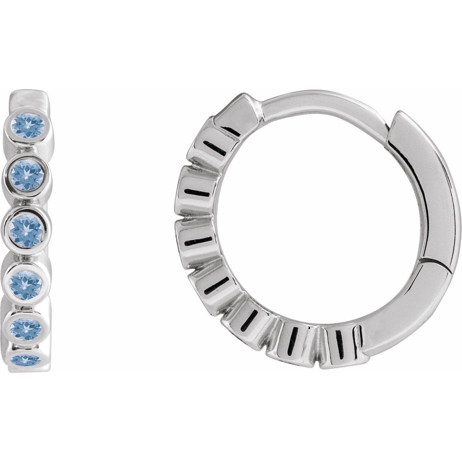 aquamarine hoop earrings in sterling silver in Sterling Silver