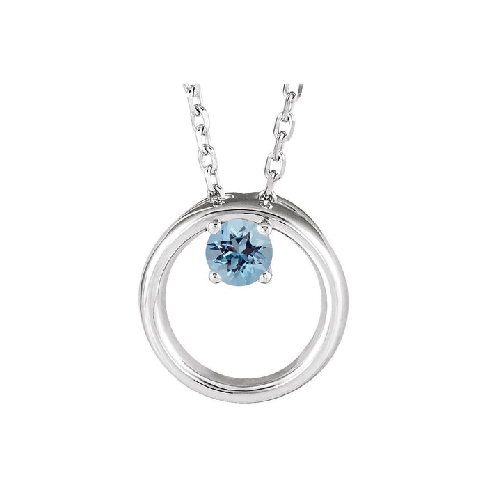 aquamarine open circle eternity pendant, 14K White Gold