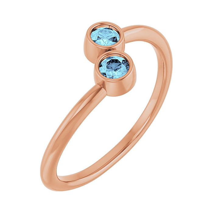 Aquamarine toi et moi two-stone ring in 14K Rose Gold