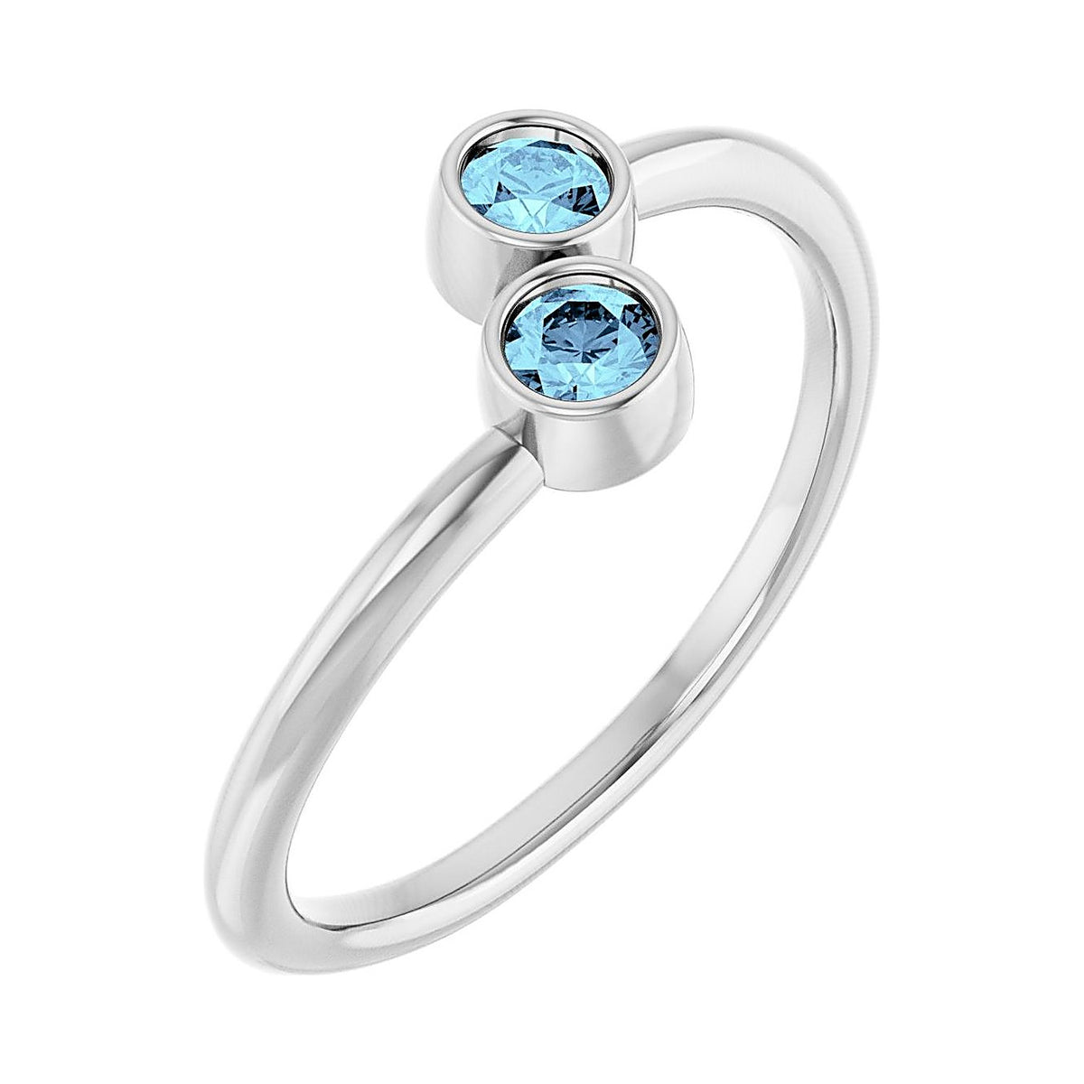 Aquamarine toi et moi two-stone ring in 14K White Gold