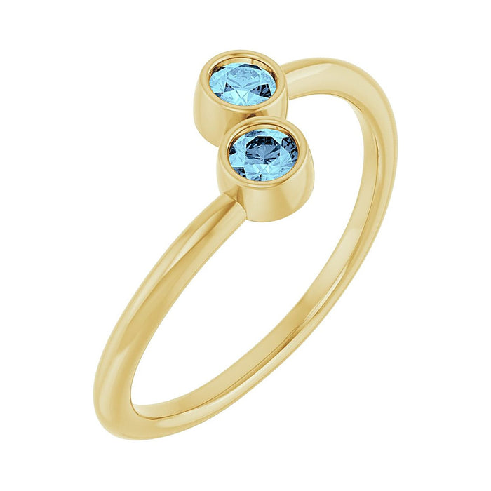 Aquamarine toi et moi two-stone ring in 14K Yellow Gold