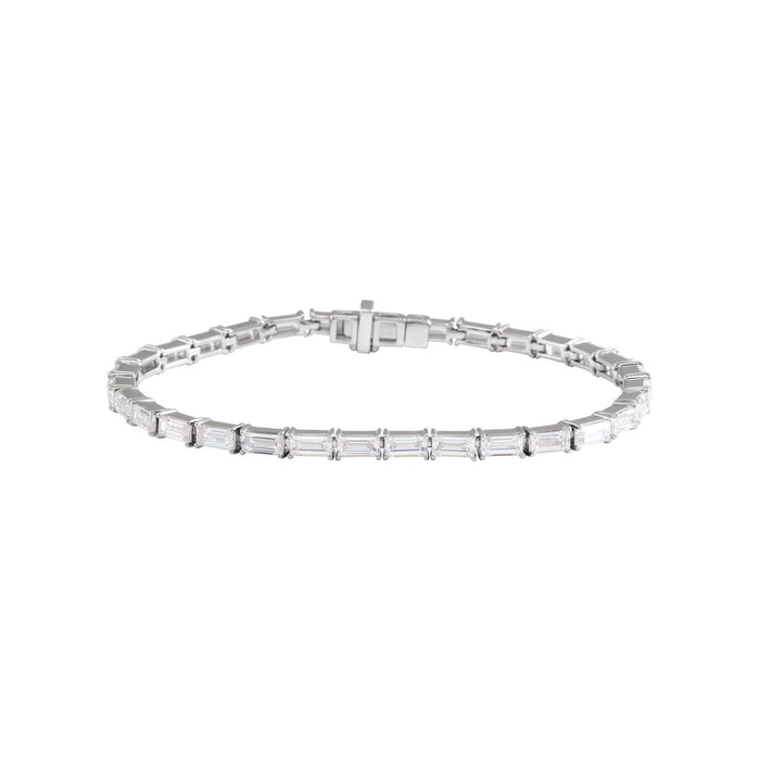 14K White Gold baguette cut lab-grown diamond tennis bracelet