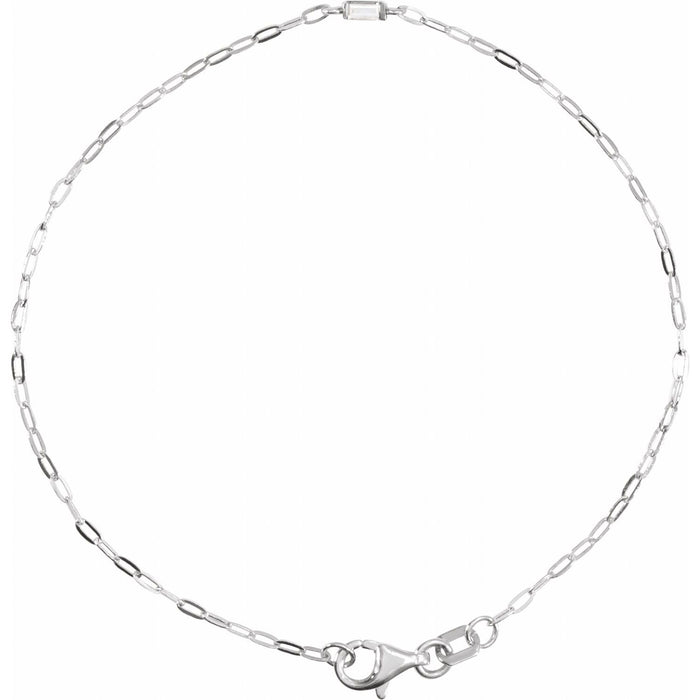 Baguette Diamond Link Bracelet (.06 ctw) in 14k white gold