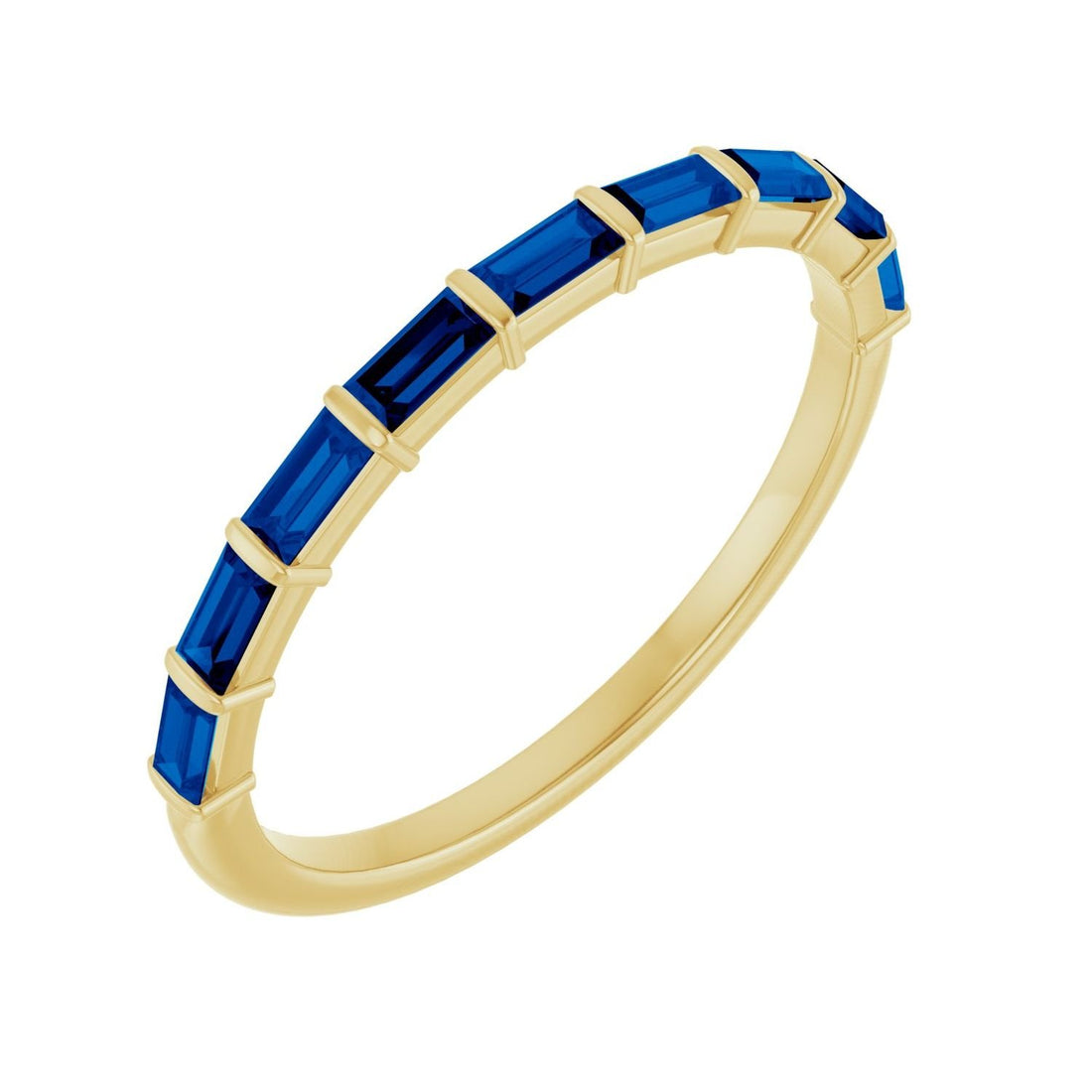 baguette natural sapphire anniversary band in 14k Yellow Gold