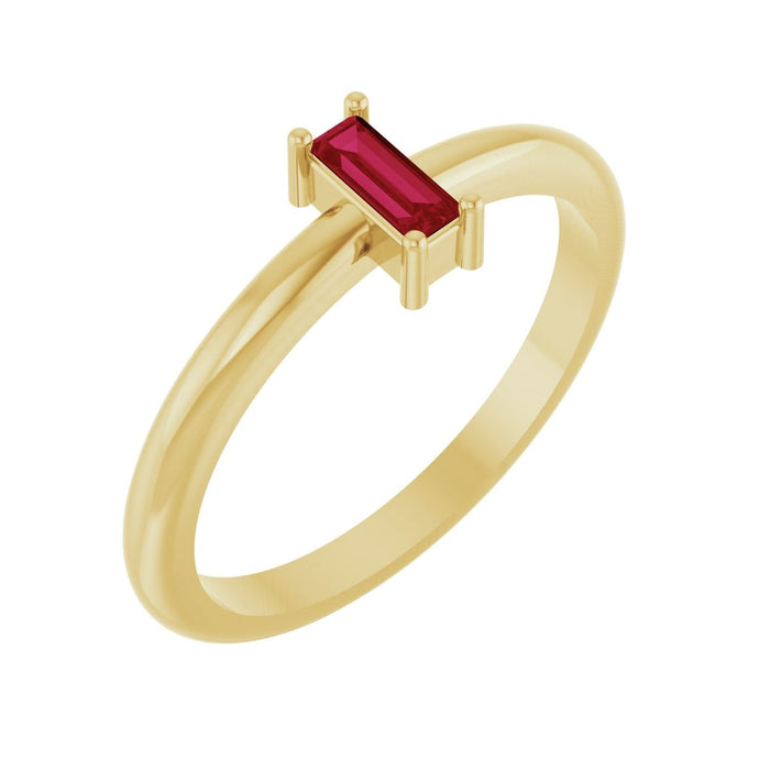 baguette ruby stackable ring in 14k Yellow Gold