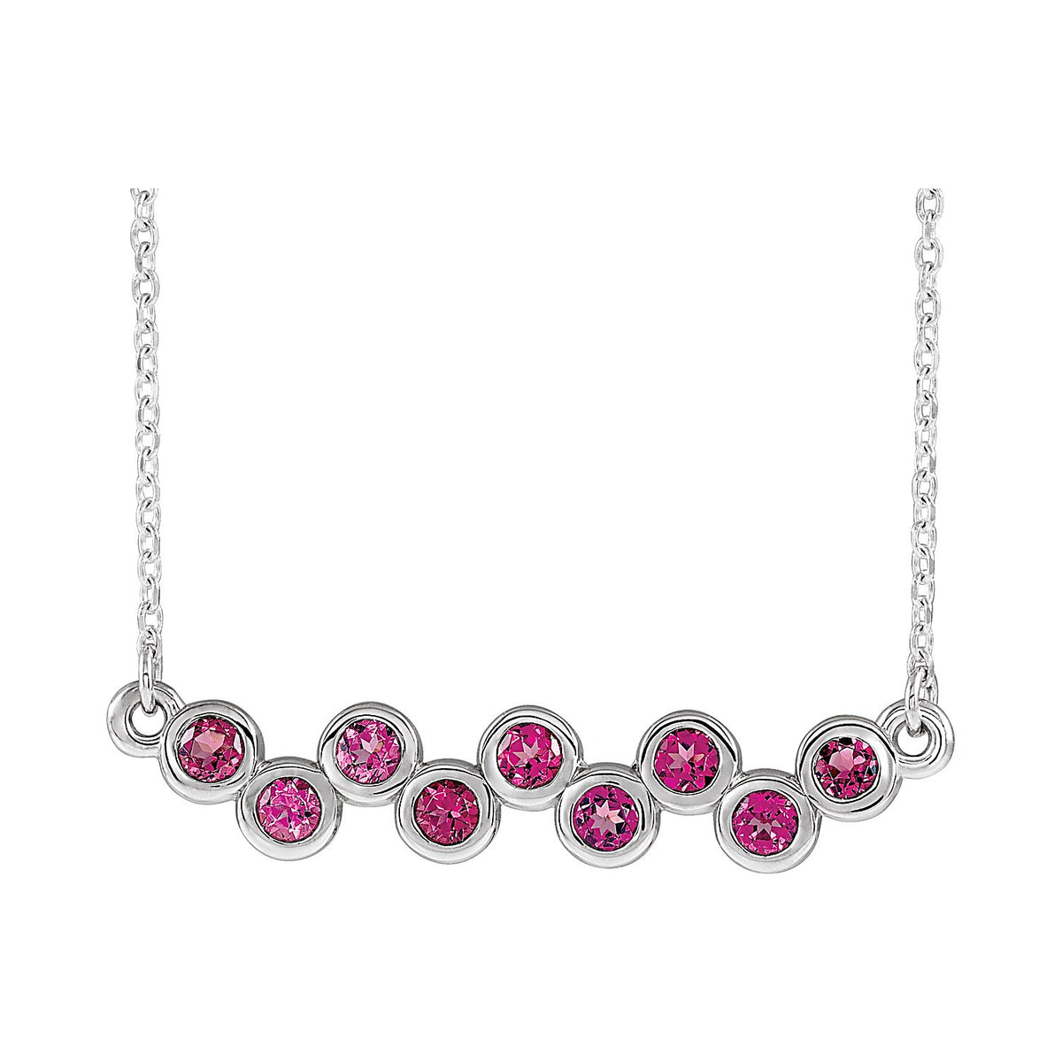 Bar Pink Sapphire Necklace in Platinum
