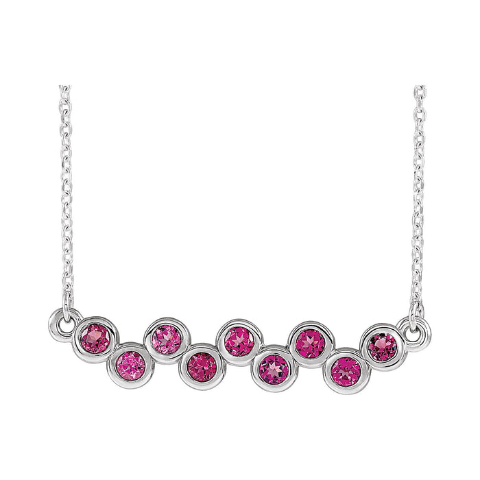 Bar Pink Sapphire Necklace in Platinum