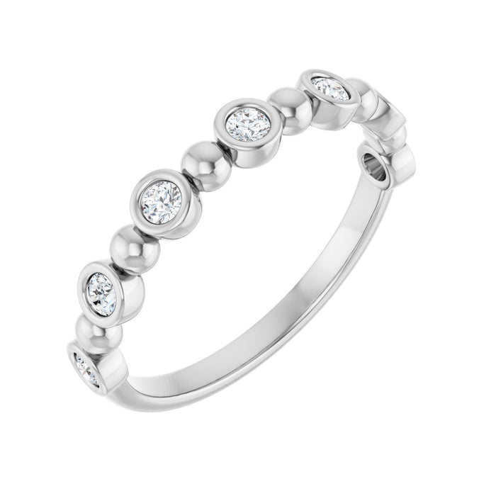 Beaded Bezel-Set Diamond Anniversary Band in 14K White Gold