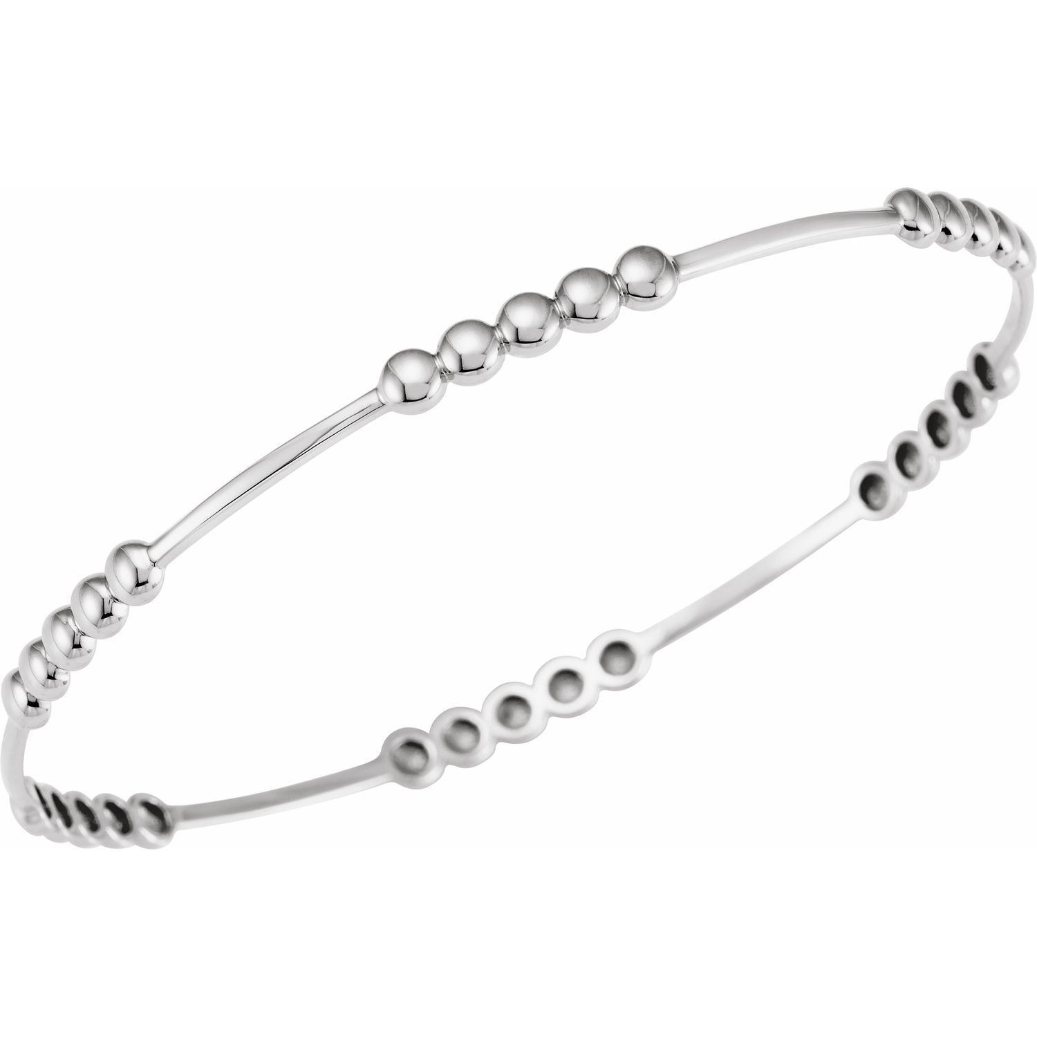 Beaded-Edge Bangle Bracelet in White Gold