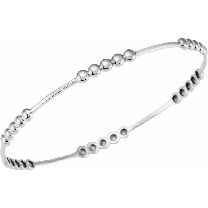 Beaded-Edge Bangle Bracelet in White Gold