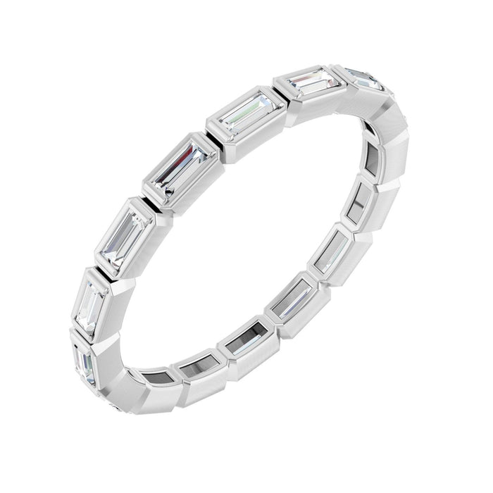 Bezel-Set Baguette Diamond Eternity Band in 14K White Gold