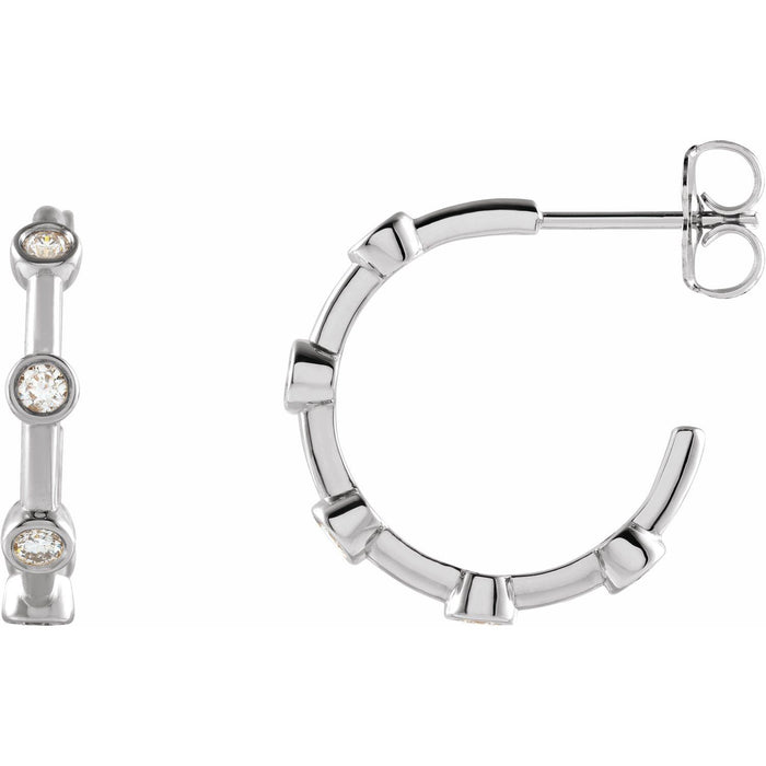 Bezel-Set Diamond Open Hoop Earrings (1/4 ctw) in 14k white gold or platinum