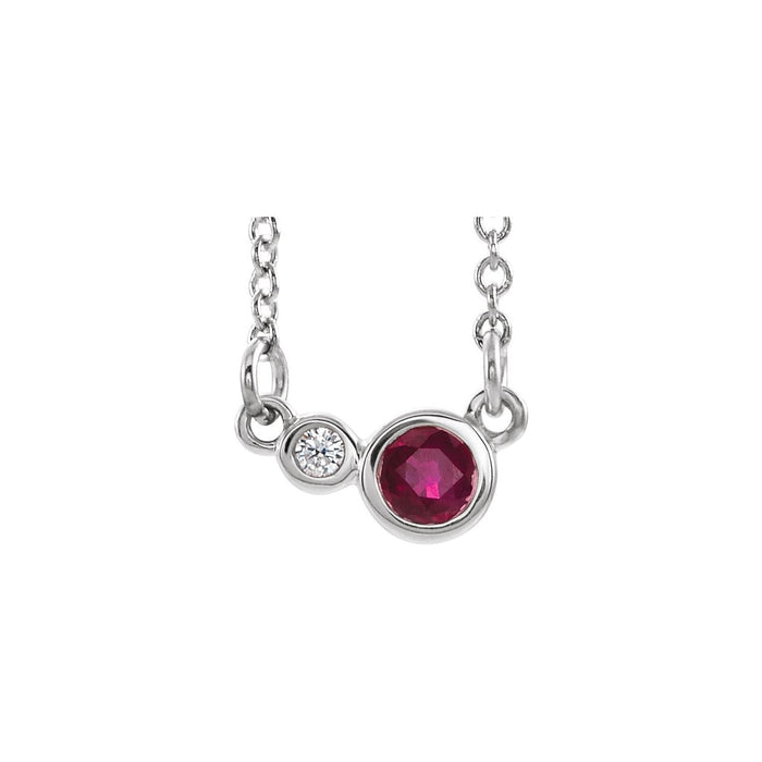 Bezel-Set Station Natural Ruby Pendant in 14K White Gold