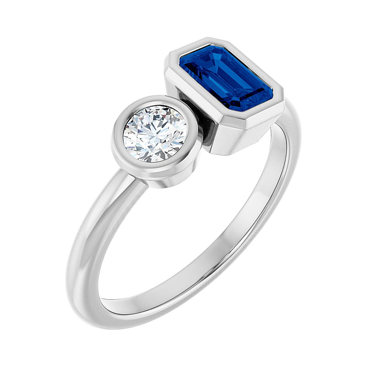 Blue Sapphire & Diamond toi et moi two-stone ring in Platinum