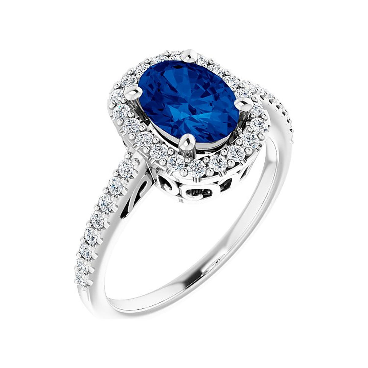 Blue Sapphire cocktail ring in 14K White Gold