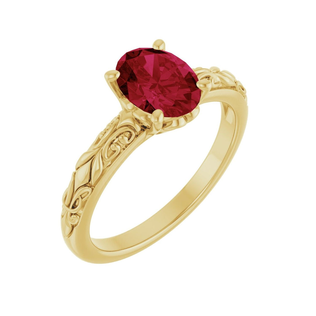 bold oval ruby ring in 14k Yellow Gold