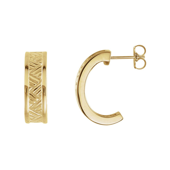 14K Yellow Gold Bold Polished J-Hoop 19.5 mm gold J-hoop earrings