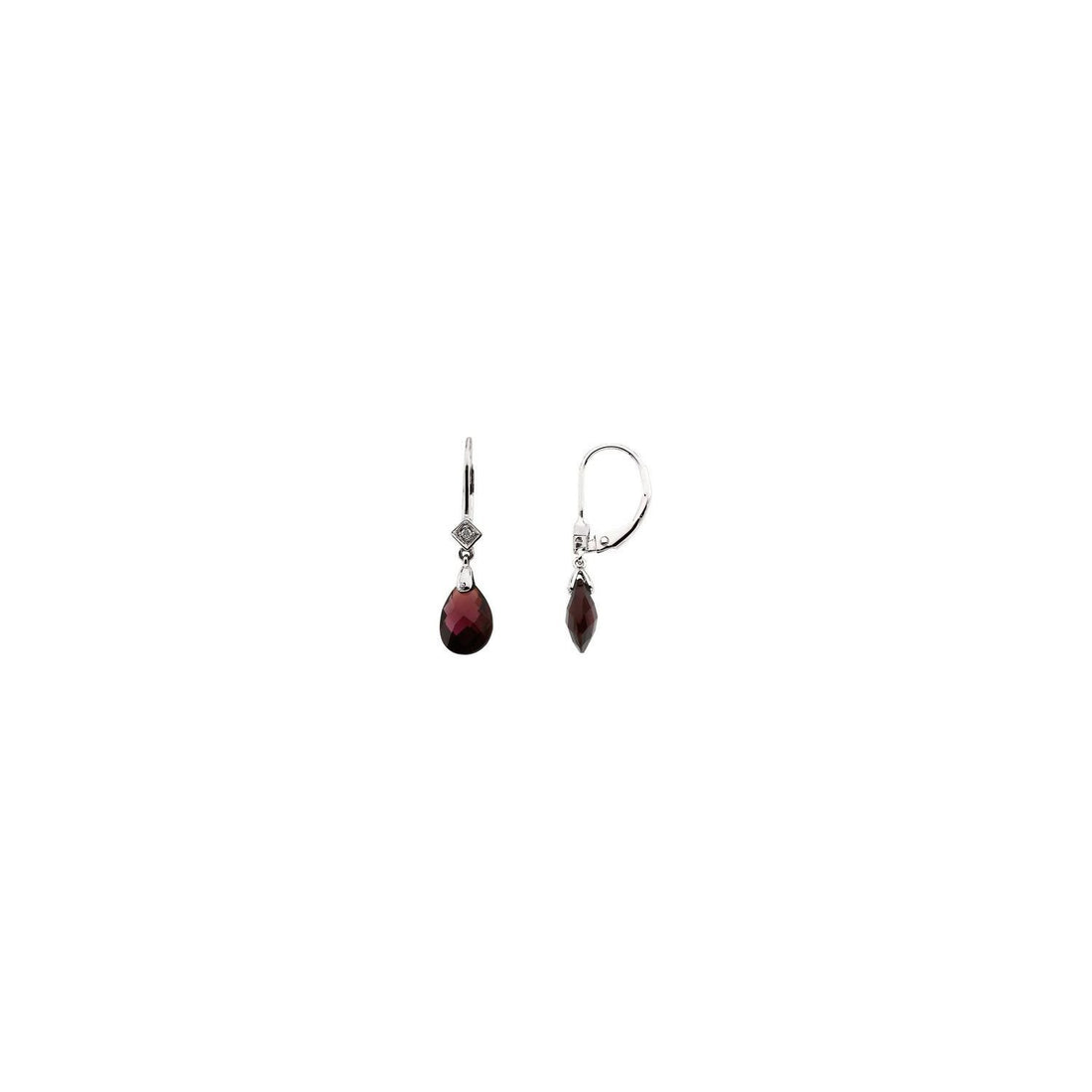 brazilian garnet briolette earrings in 14k White Gold