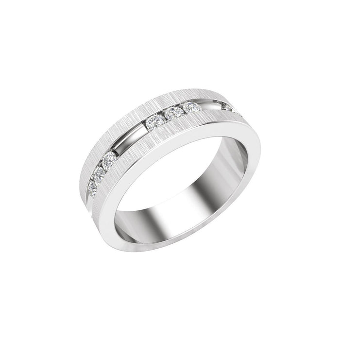 Brushed Five-Stone Natural Diamond Men's Wedding Band in 14K White Gold