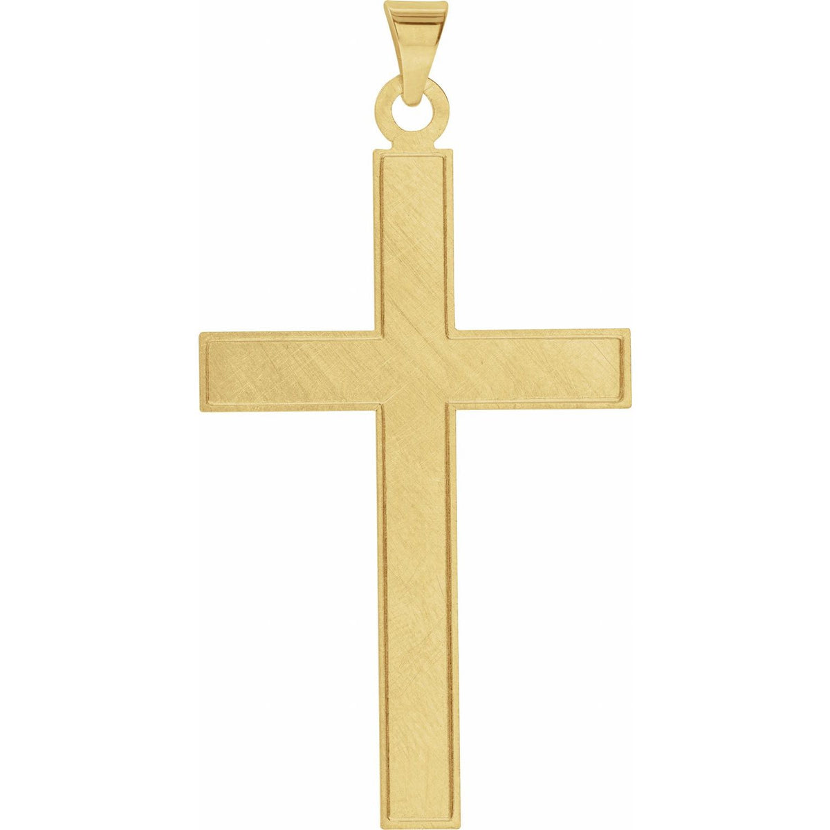 Brushed Men's Cross Necklace in 14K Yellow Gold