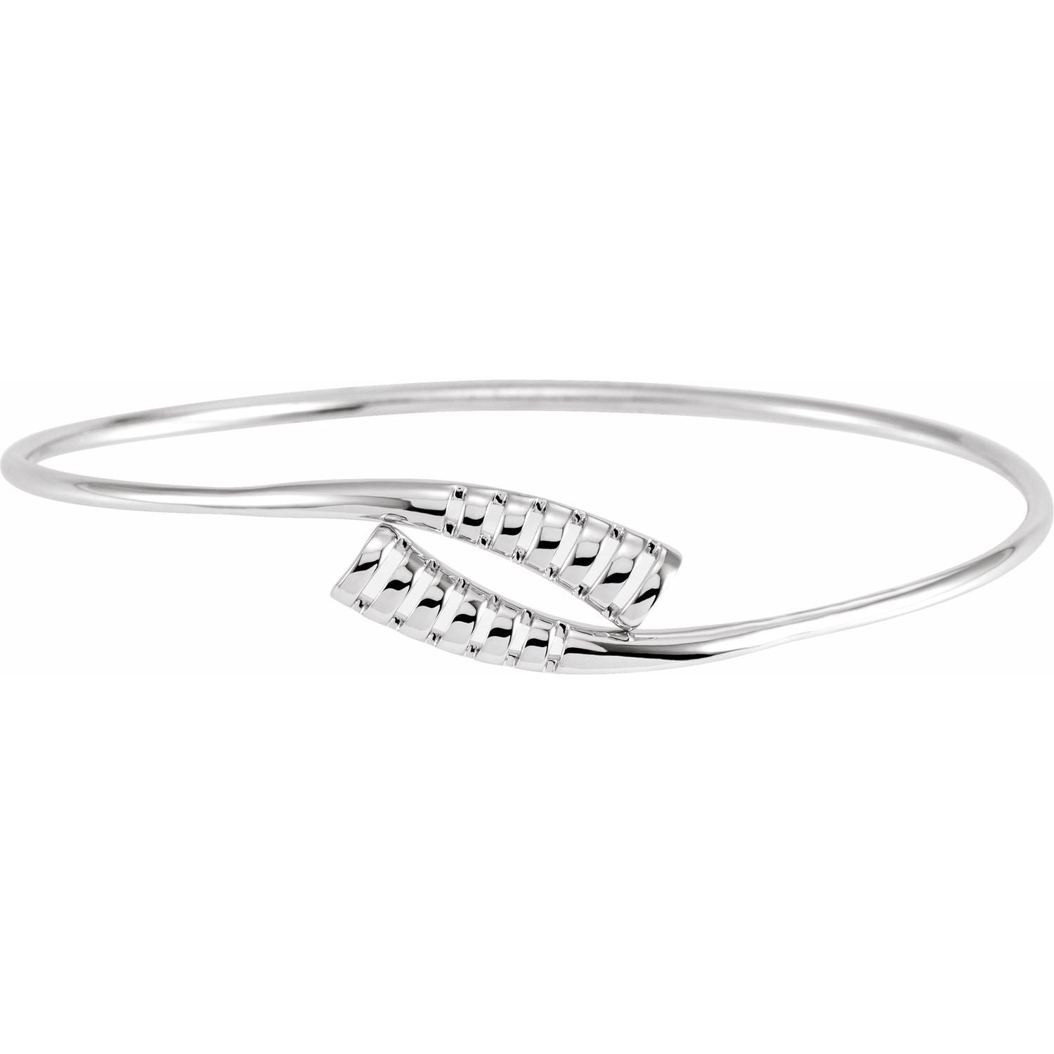 Bypass Bangle Bracelet in White Gold