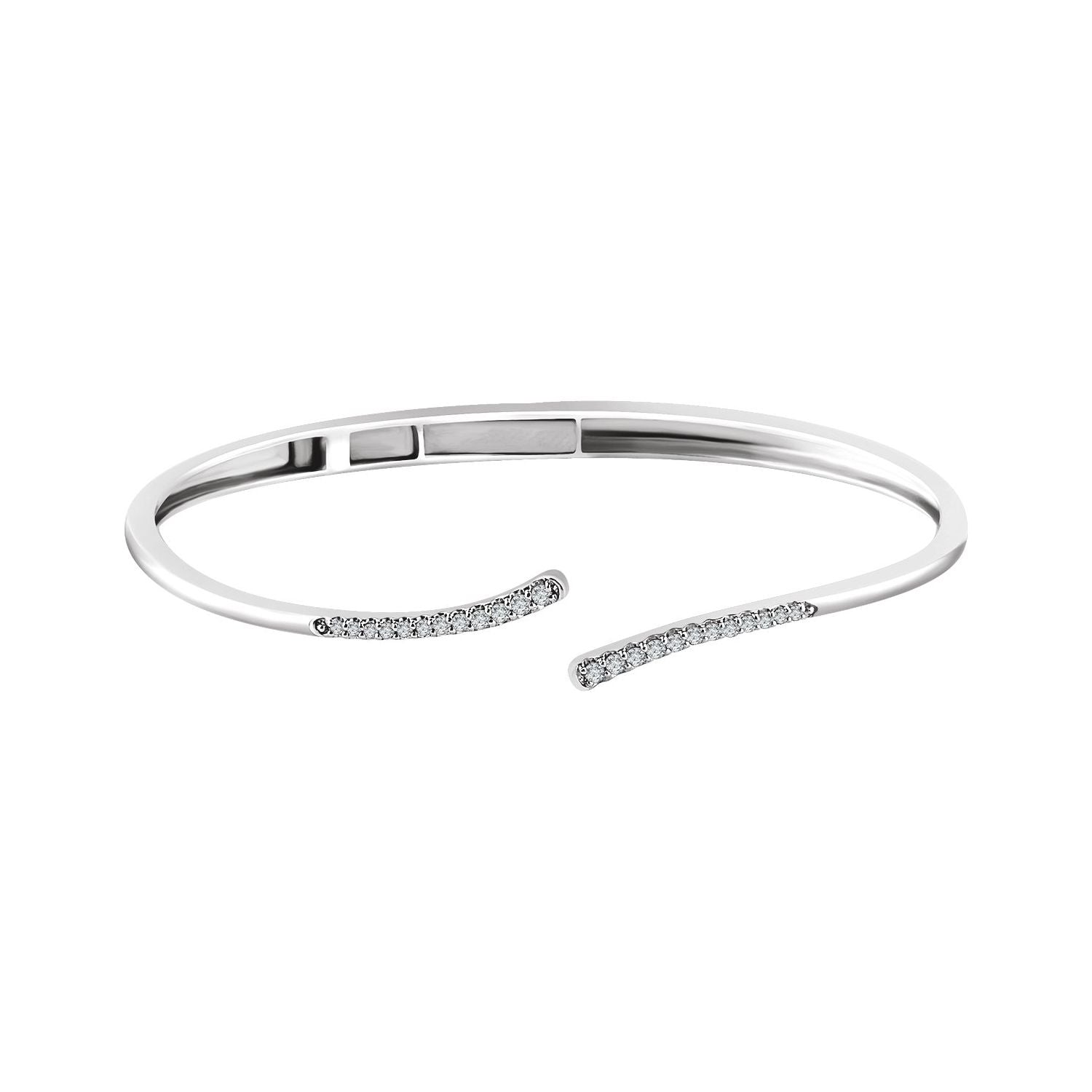 Bypass Diamond Hinged Cuff Bracelet in 14k white gold