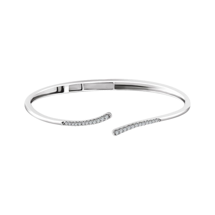 Bypass Diamond Hinged Cuff Bracelet in 14k white gold