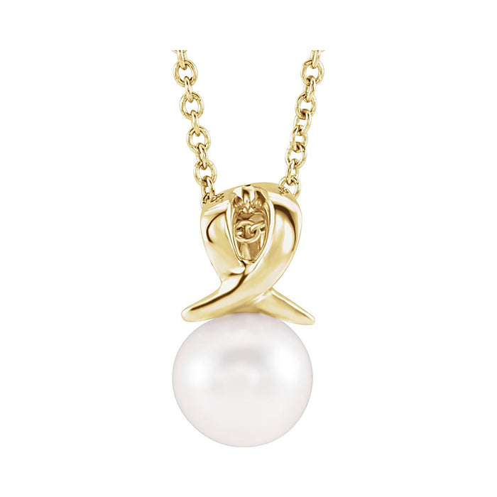 Bypass Freshwater Pearl Necklace in 14K Yellow Gold, front