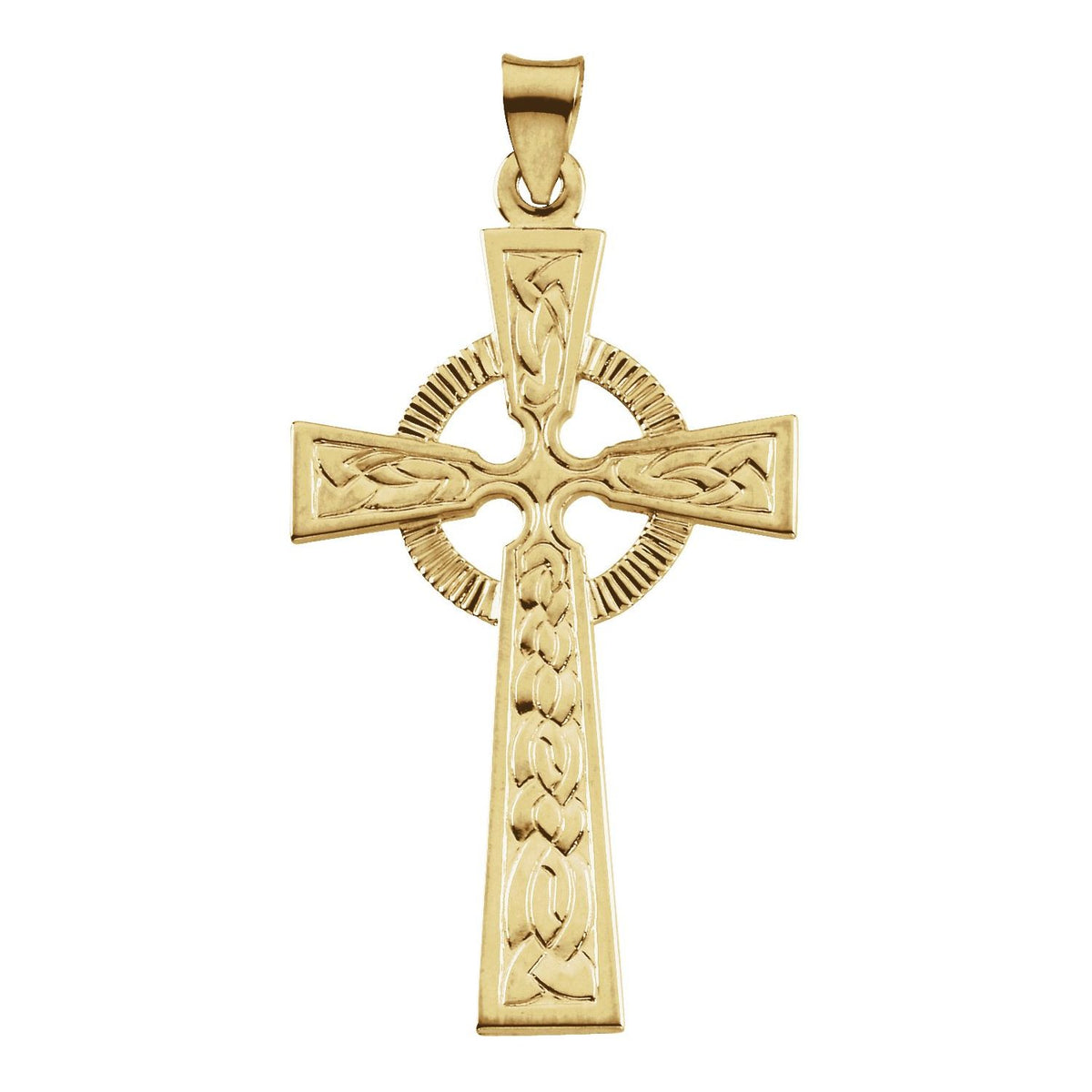 Celtic Men's Cross Necklace in 14K Yellow Gold