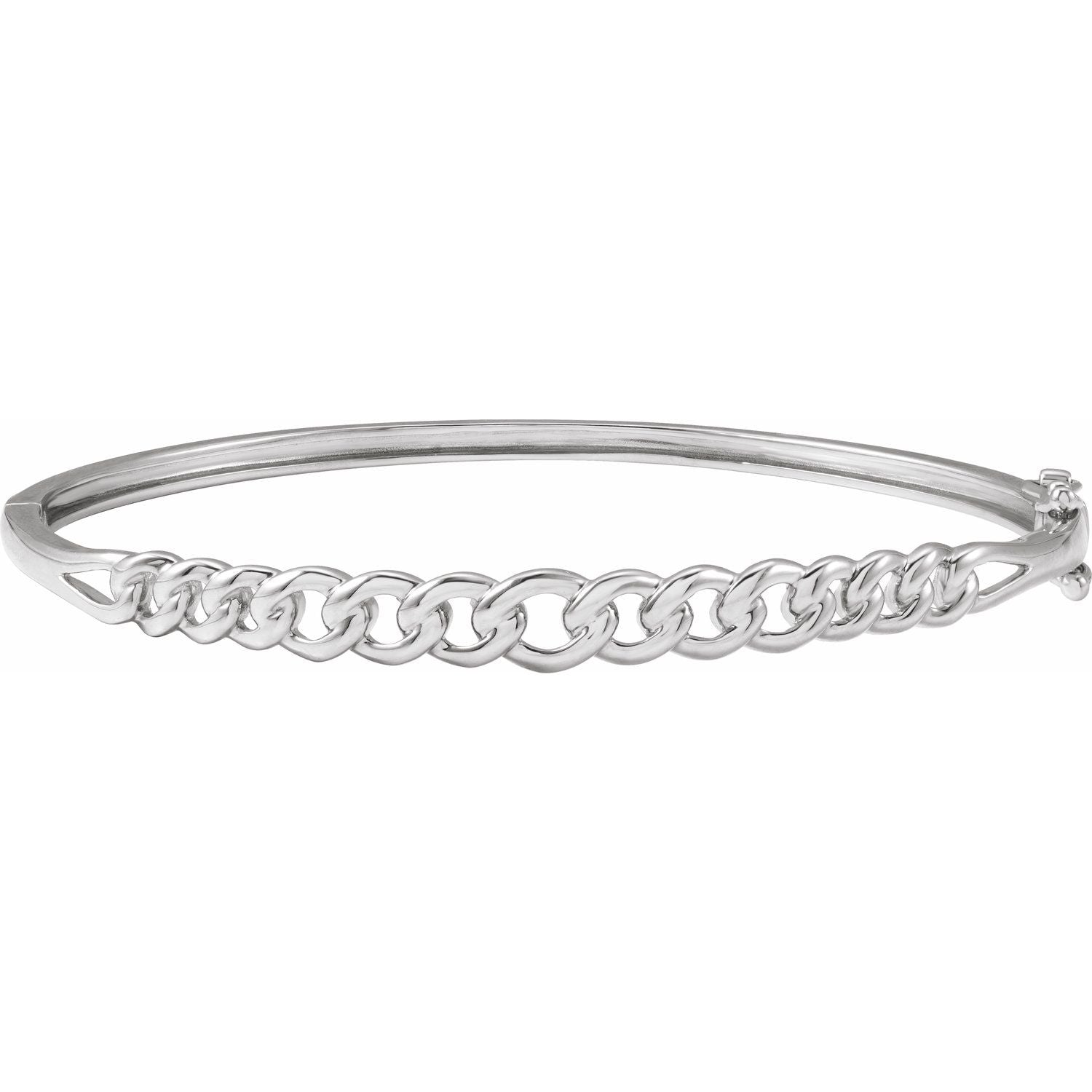 Chain-Link Bangle Bracelet in White Gold