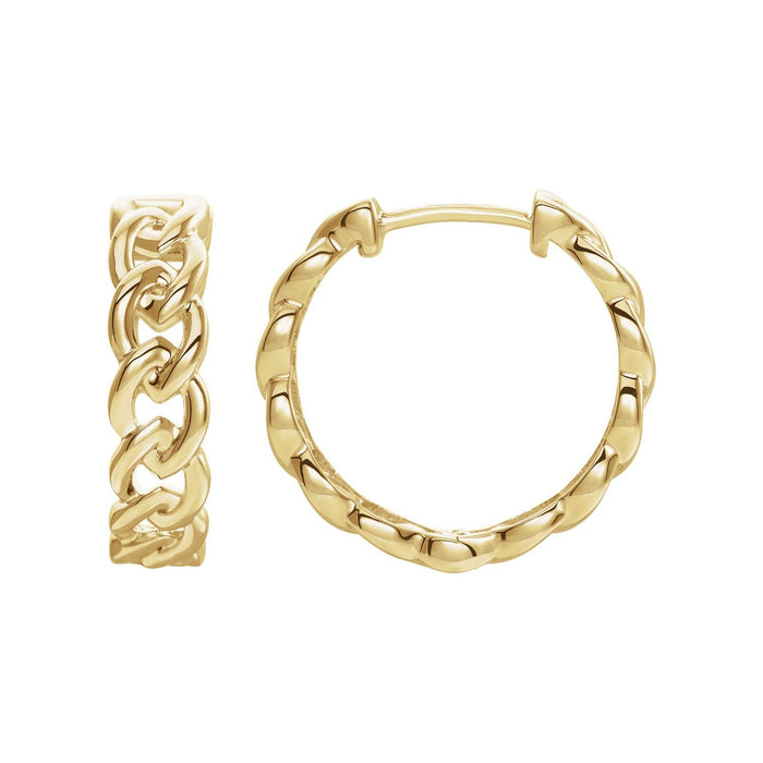 14K Yellow Gold Chain-Link 19.6 mm hinged gold hoop earrings