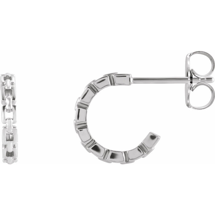 Chain-Link Gold Open Hoop Earrings (10.2 mm) in 14k white gold or platinum