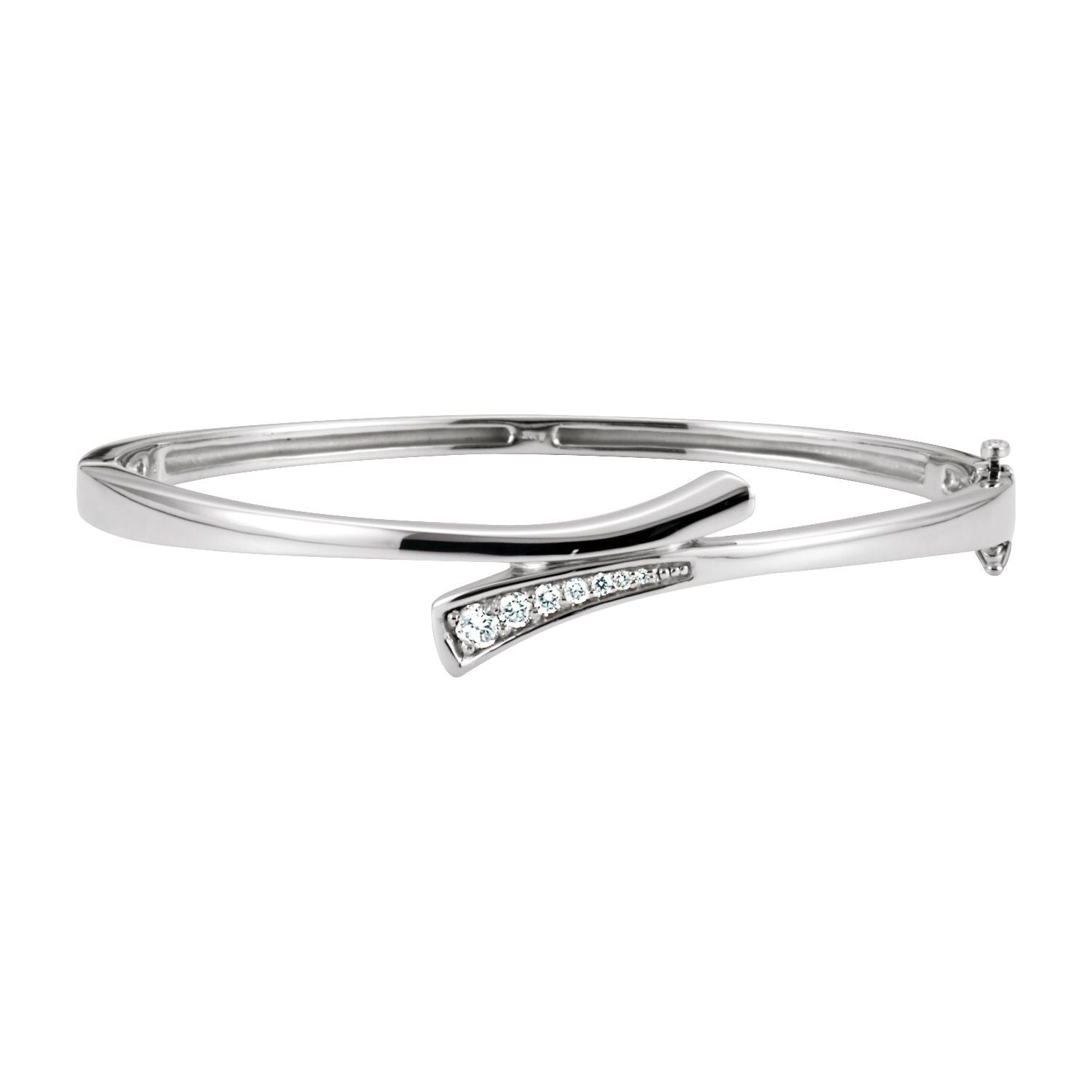 Channel-Set Diamond Bangle Bracelet in White Gold