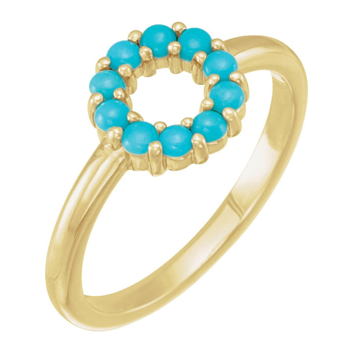 Circle Halo Turquoise Ring in 14K Yellow Gold