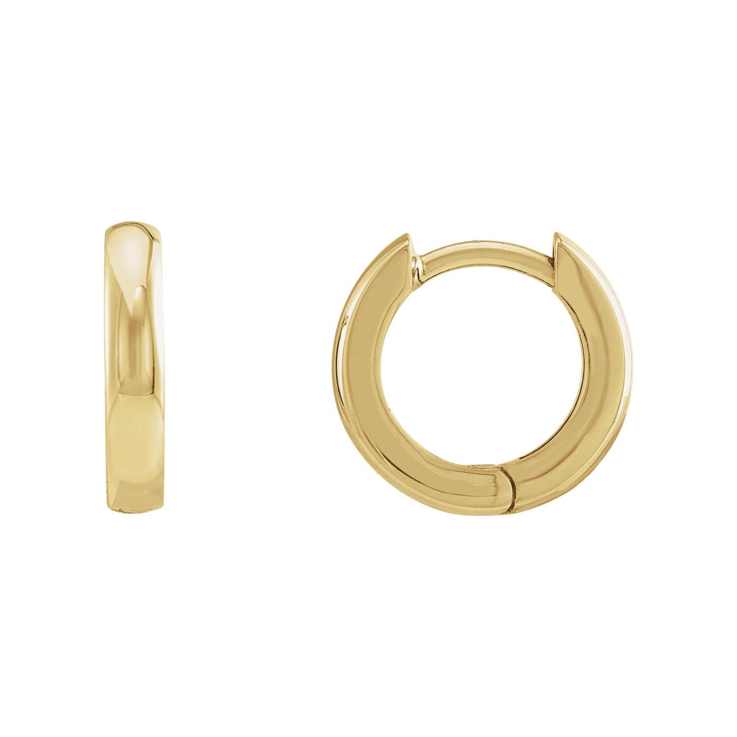 14K Yellow Gold Classic 12 mm hinged gold hoop earrings