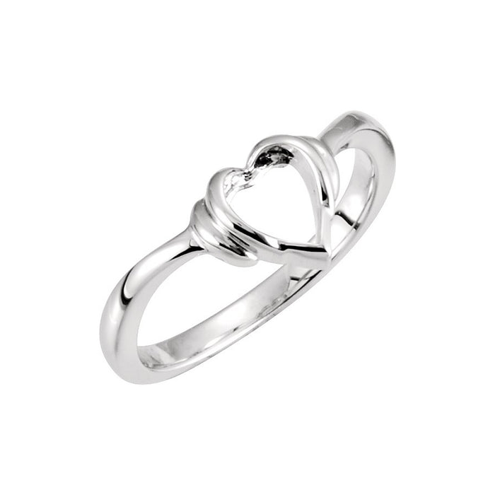 classic open heart promise ring in 14k white gold