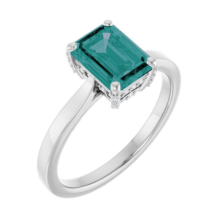 Emerald 1.5 ct Classic Solitaire Lab Grown Alexandrite Engagement Ring in 14K White Gold