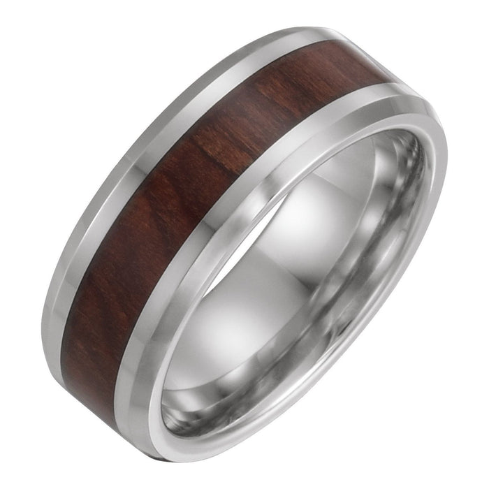 Cobalt 8 mm Beveled-Edge Manmade Wood Inlay Comfort-Fit Band — men's wedding band