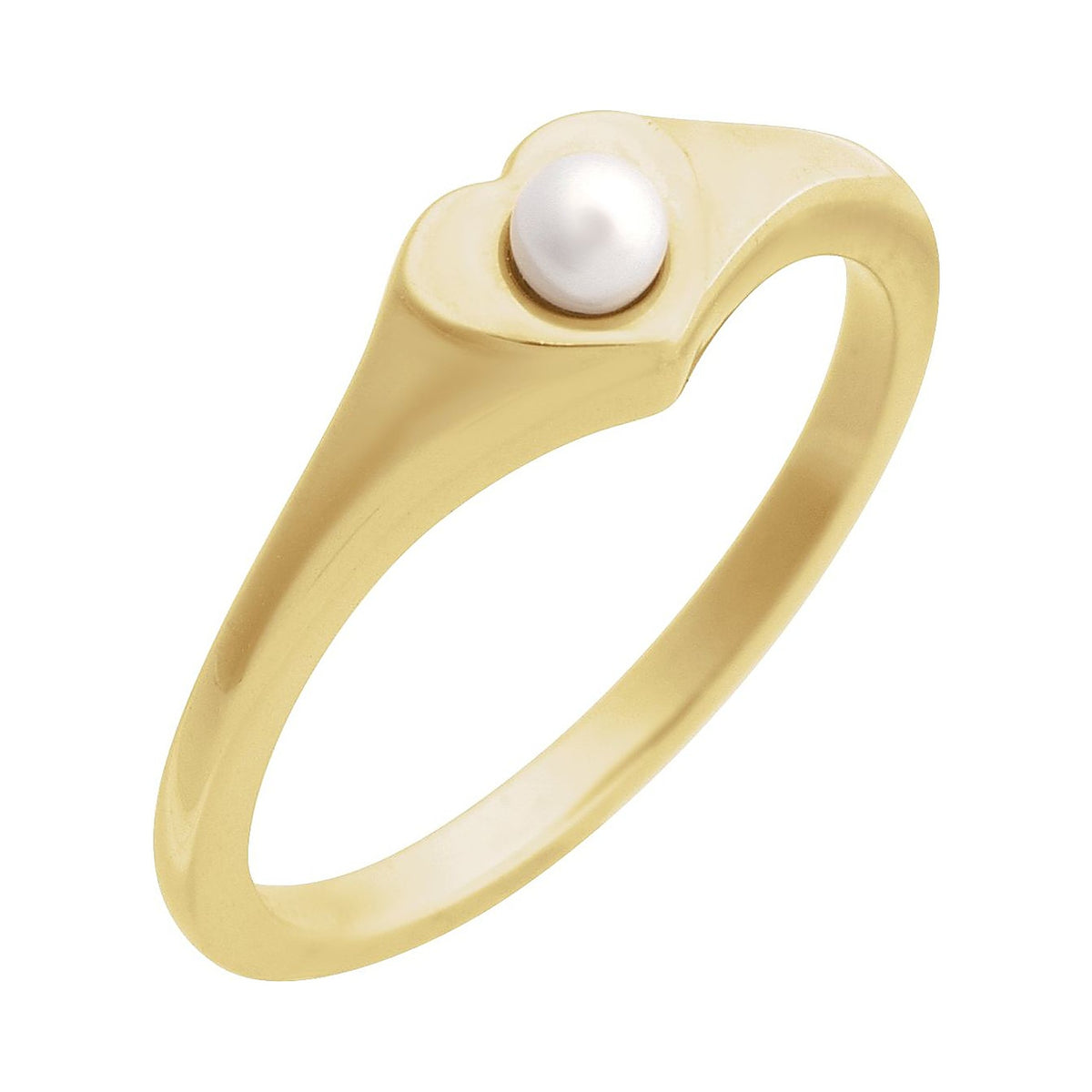 cultured pearl heart promise ring in 14k yellow gold