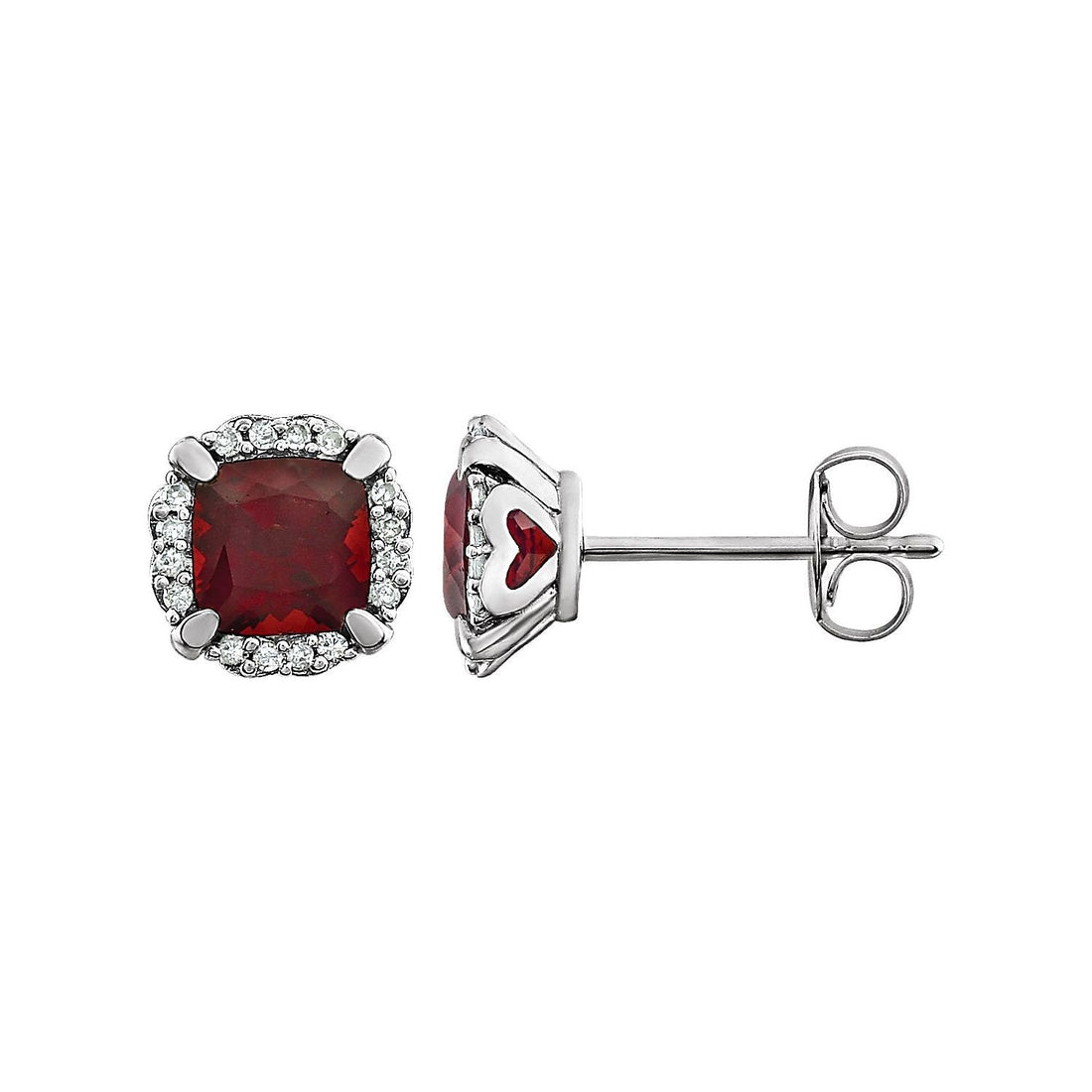 cushion mozambique garnet earrings in 14k White Gold