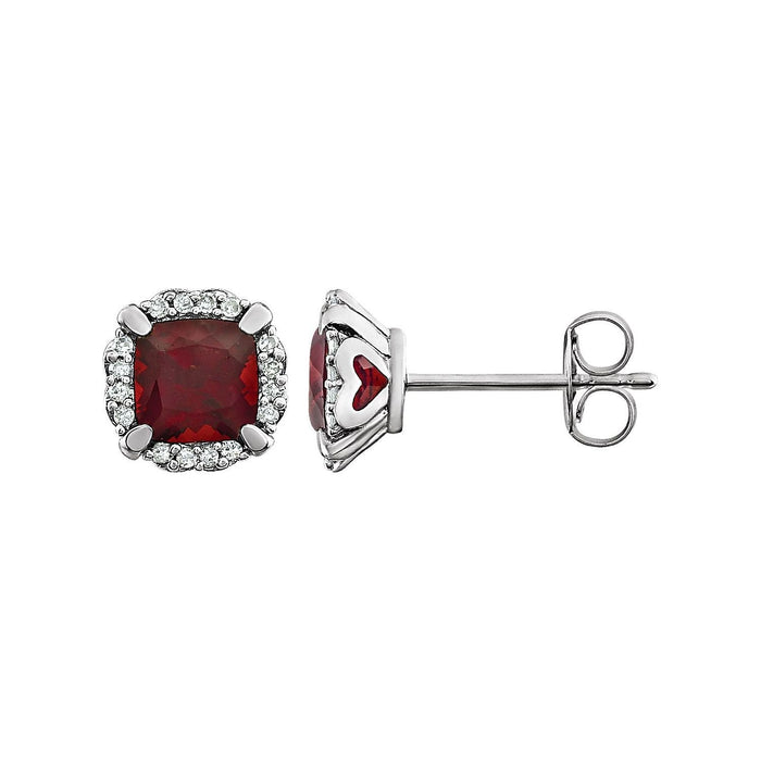 cushion mozambique garnet earrings in 14k White Gold