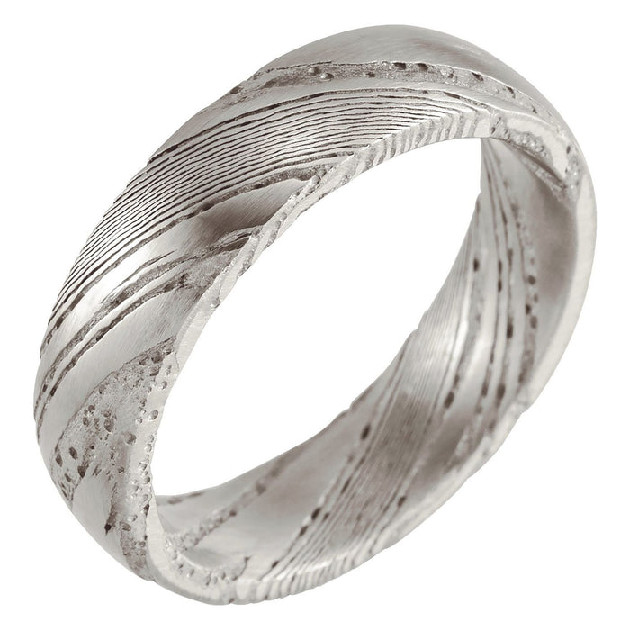 Damascus Steel 6 mm Comfort-Fit Flat Band — men's wedding band