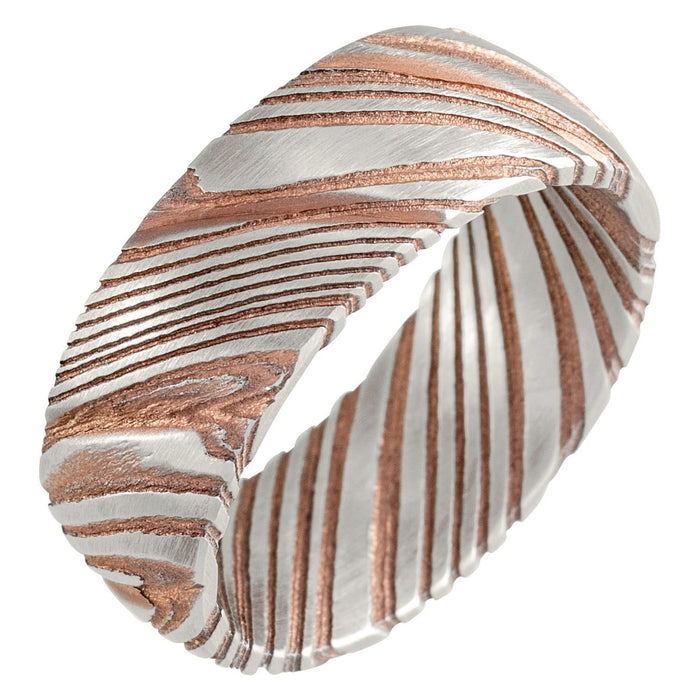 Steel Damascus 8 mm Comfort-Fit Flat Band — men's wedding band