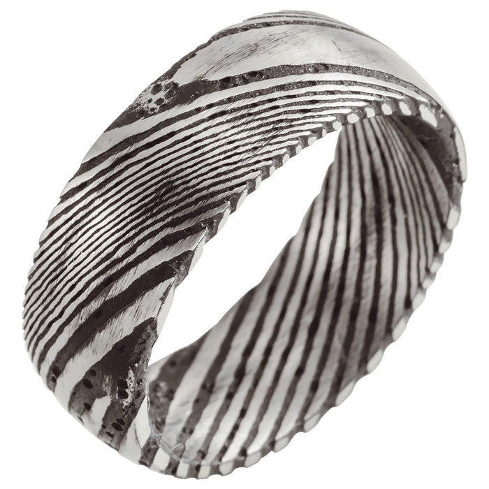 Damascus Steel 8 mm Comfort-Fit Half Round Band — men's wedding band