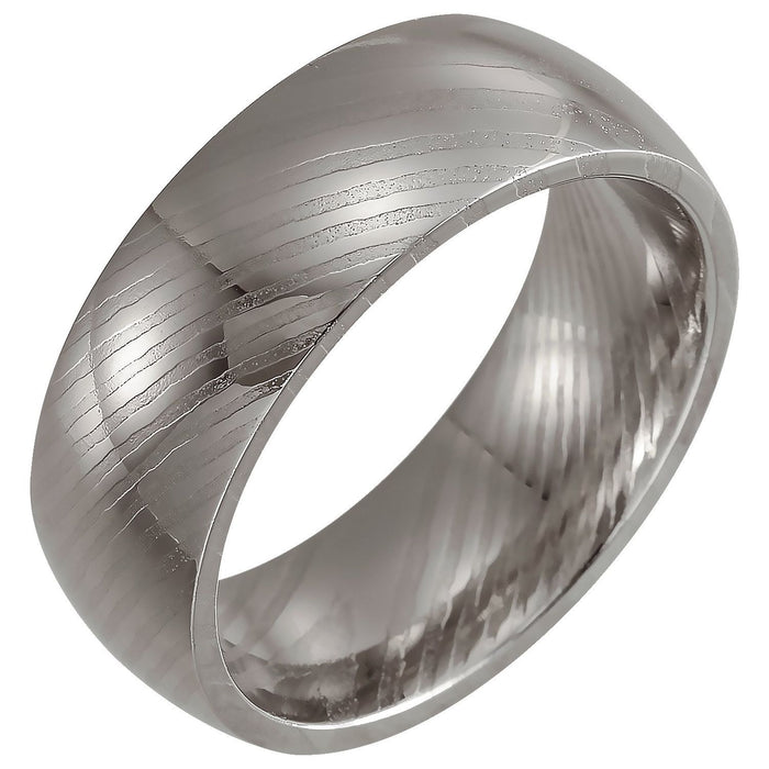 Damascus Steel 8 mm Half Round Patterned Comfort-Fit Band — men's wedding band