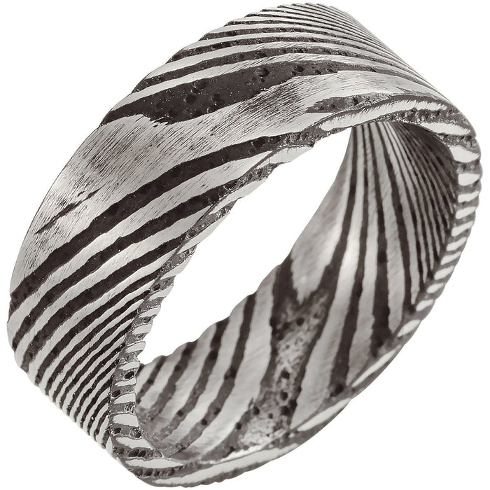 Damascus Steel 8 mm Comfort-Fit Flat Band — men's wedding band