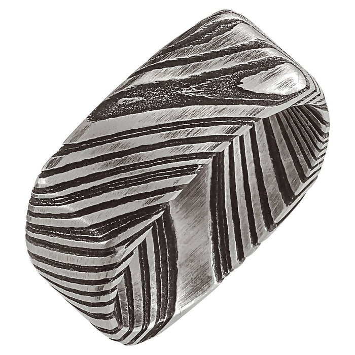 Damascus Steel 8 mm Comfort-Fit Square Band — men's wedding band