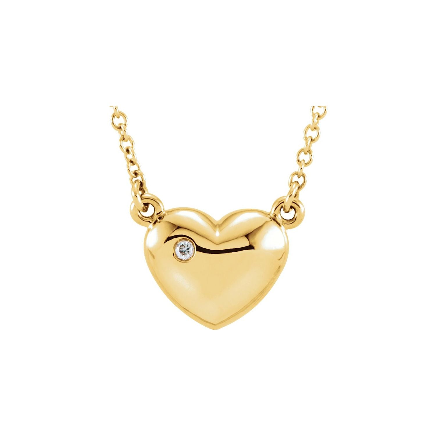 Diamond Accent Heart Necklace in 14K Yellow Gold