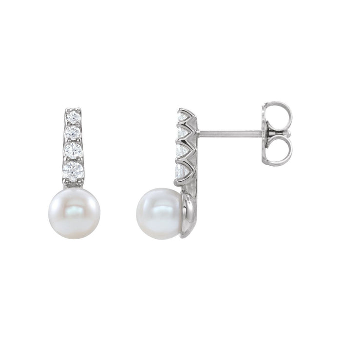 freshwater cultured pearl stud earrings in 14k white gold