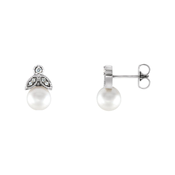 freshwater cultured pearl stud earrings in 14k white gold